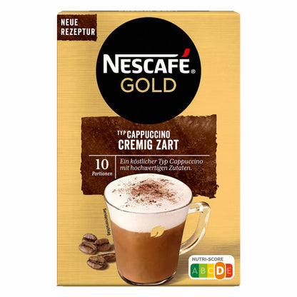 Nescafé Gold Typ Cappuccino Cremig Zart, Löslicher Bohnenkaffee, Instantkaffee, Kaffee, 12 x 10 Portionen