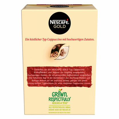 Nescafé Gold Typ Cappuccino Entkoffeiniert, Löslicher Bohnenkaffee, Instantkaffee, Instant Kaffee, 2 x 10 Portionen