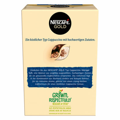 Nescafé Gold Typ Cappuccino Weniger Süß, Löslicher Bohnenkaffee, Instantkaffee, Kaffee, 10 x 10 Portionen