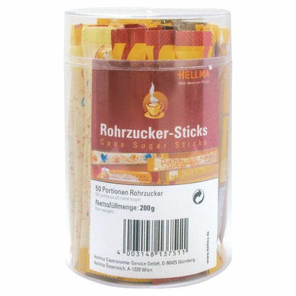 Hellma Rohrzucker-Sticks, Portionszucker, Feinzucker, Zuckertüte, 50 Portionen