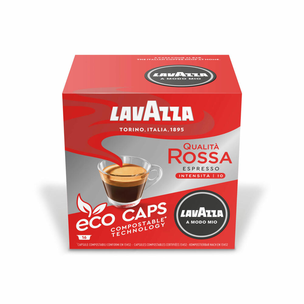 Lavazza A Modo Mio Eco Kaffeekapseln Espresso Qualitá Rossa, Kaffee Kapsel, Kompostierbar, 5 x 16 Kapseln