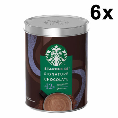 Starbucks Signature Chocolate 42% Set of 6, Cocoa Powder, Drinking Chocolate, 6x330 g for 90 servings