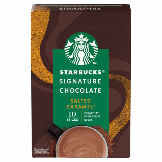 Starbucks Signature Chocolate Salted Caramel, instant drinking chocolate, cocoa sticks, 10 servings