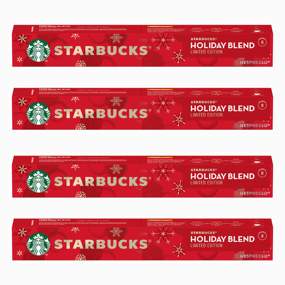 Starbucks Holiday Blend, Kaffee, Röstkaffee, Nespresso kompatibel, Kaffeekapseln, 4 x 10 Kapseln