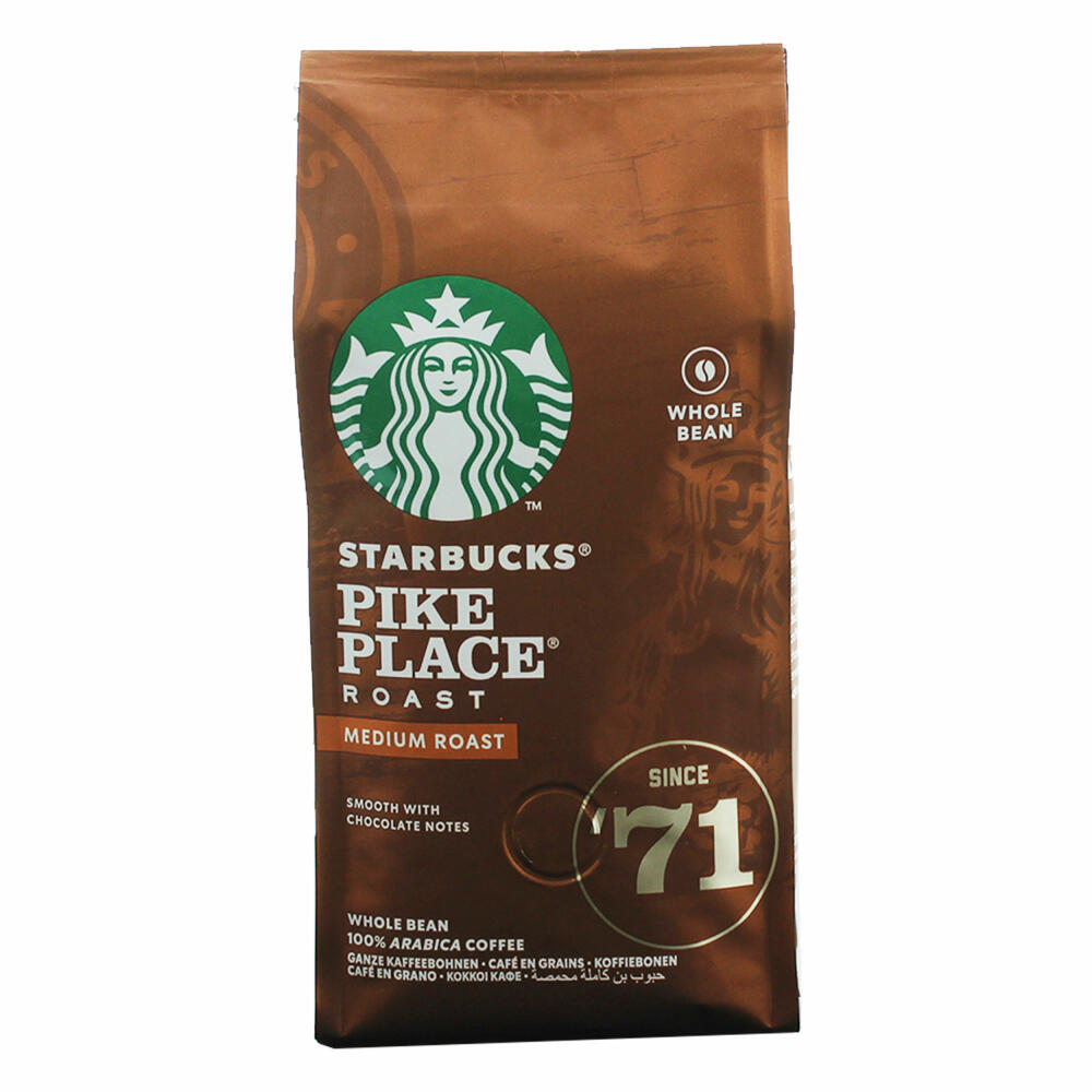 Starbucks Pike Place Kaffee, 6er Set, Medium Roast, Röstkaffee, Sanft, Schoko-Note, Ganze Bohnen, 6 x 200g