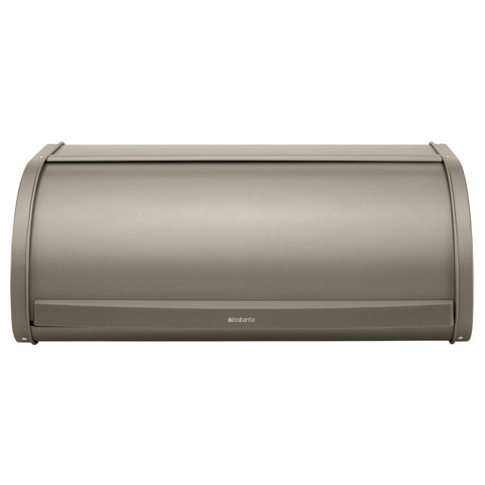 Brabantia bread bin, roll-top bread bin, bread box, bread container made of metal, Platinum, 288340