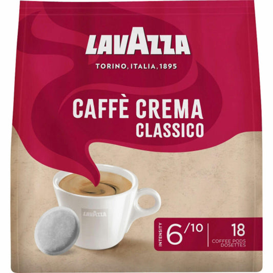 Lavazza Caffe Crema Classico Kaffeepads, Gemahlener Röstkaffee, Kaffee, 18 Pads
