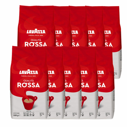 Lavazza Kaffee Qualita Rossa, ganze Bohnen, Bohnenkaffee, Set, 10 x 1000 g