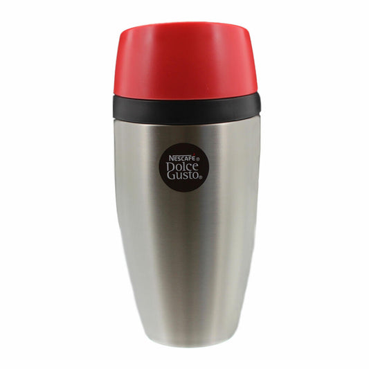 Nescafé Dolce Gusto Travel Mug with Lid, Limited Edition, Stainless Steel / Plastic, Silver / Red, 350 ml, 12320613
