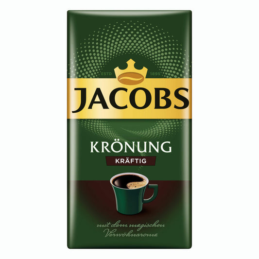 Jacobs Krönung Kräftig, gemahlener Röstkaffee, Filterkaffee, Kaffee, Vollmundig und Intensiv, 500 g