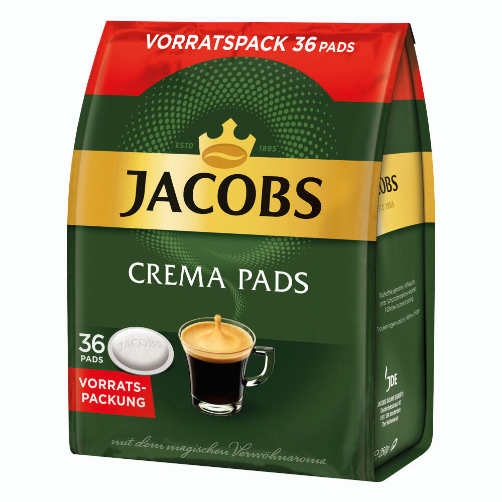 Jacobs Crema coffee pads, bulk pack, for all pad machines, 108 coffee pads, á 6.6 g