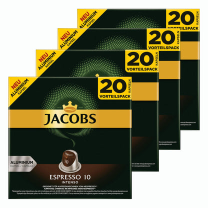 Jacobs Espresso 10 Intenso, Kaffeekapseln, Nespresso Kompatibel, Kaffee, 80 Kapseln, á 5.2 g