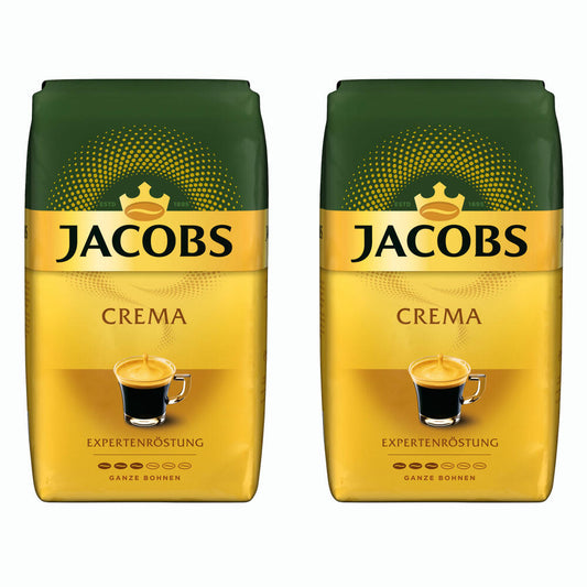 Jacobs Crema Expertenröstung, Bohnenkaffee, ganze Bohnen, Röstkaffee, Kaffeebohnen, 2 x 1000 g