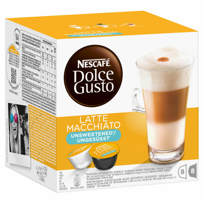 Nescafé Dolce Gusto Latte Macchiato Ungesüßt, Kaffee, Kaffeekapsel, 3er Pack, 3 x 16 Kapseln (24 Portionen)