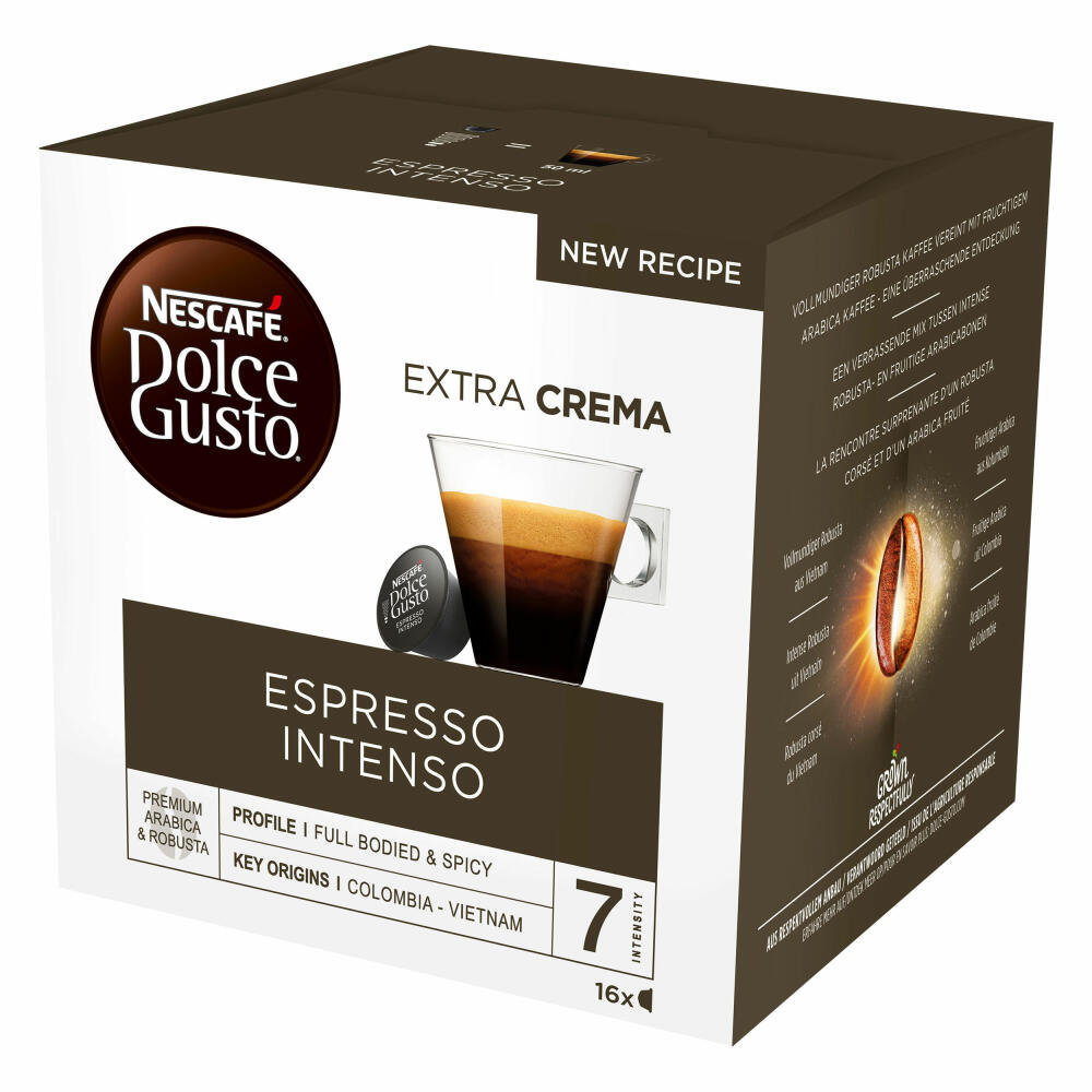 Nescafé Dolce Gusto Espresso Intenso, Stark, Kaffee, Kaffeekapsel, 6er Pack, 6 x 16 Kapseln