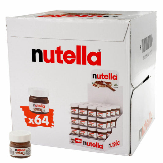 Ferrero Nutella Miniglas, Nuss-Nougat-Creme, Brotaufstrich, 64 Stück je 25 g, 70101951