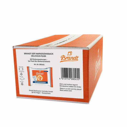 Brandt Markenzwieback, Zwieback, für Gastro, Hotel, Büro, Kantine, 50 Portionen á 2 Scheiben