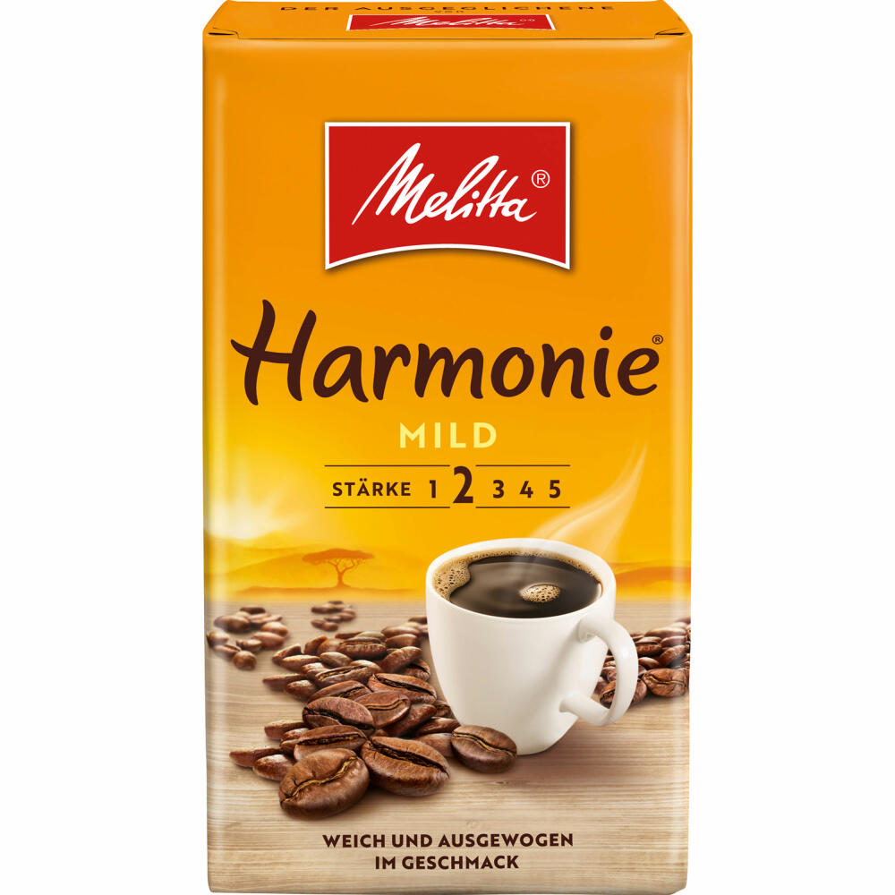 Melitta Cafe Harmonie, gemahlener Röstkaffee, Filterkaffee, Kaffee, 500 g