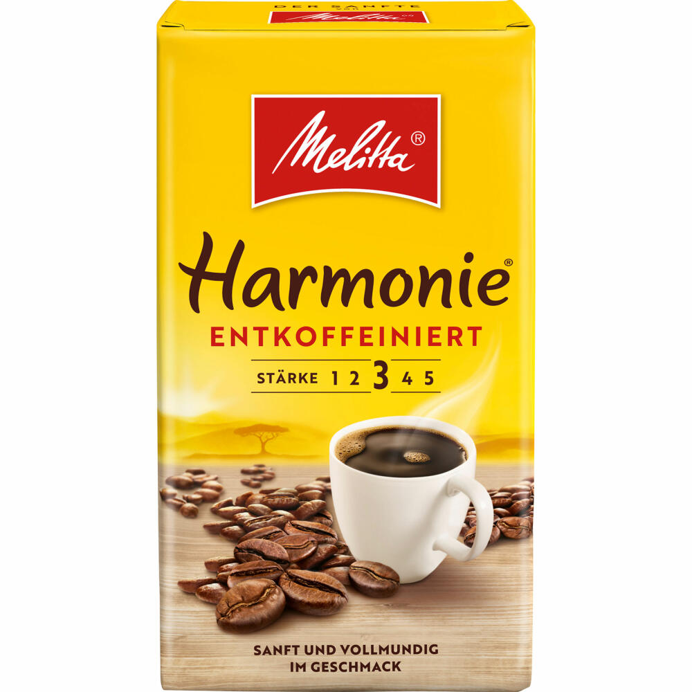 Melitta Harmonie Entkoffeiniert, gemahlener Röstkaffee, Filterkaffee, Kaffee, 500 g