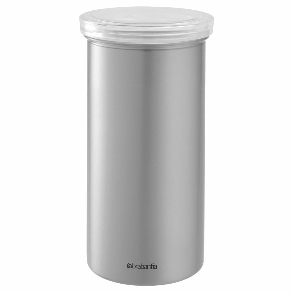 Brabantia Kaffeepaddose, Vorratsdose für 18 Kaffeepads, Dose in Matt Edelstahl, Fingerprint Proof mit transparentem Deckel,  476242