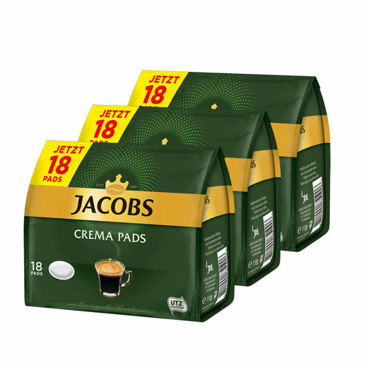 Jacobs Kaffeepads Crema Pads, Klassisch, Samtiger & Weicher Geschmack, Kaffee, 54 Pads