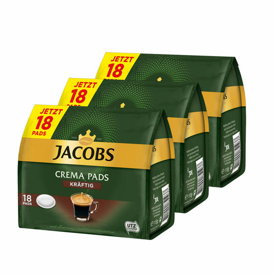 Jacobs Kaffeepads Crema Pads, Kräftig, Intensiver & Vollmundiger Geschmack, Kaffee, 54 Pads