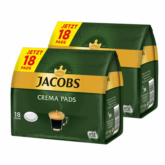 Jacobs Coffee Pads Crema Pads, Classic, Velvety &amp; Soft Taste, Coffee, 36 Pads