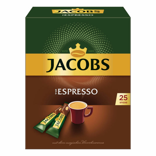 Jacobs Typ Espresso, löslicher Kaffee, Instantkaffee, Instant Kaffee, 25 Einzelportionen