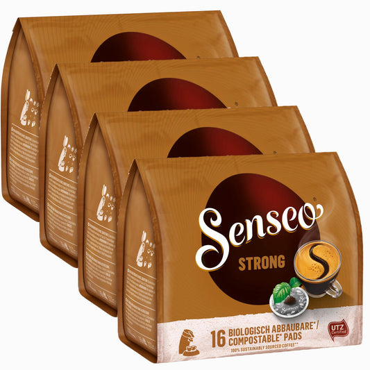 Senseo Kaffeepads Kräftig / Strong, Intensiver und Vollmundiger Geschmack, Kaffee, neues Design, 4er Pack, 4 x 16 Pads
