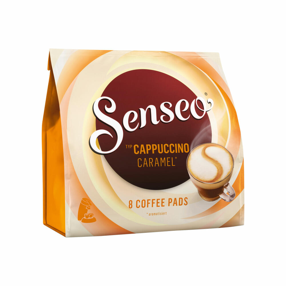 Senseo Kaffeepads Premium Set Cappuccino Caramel / Karamell, 3er Pack, Kaffee mit Karamellgeschmack, je 8 Pads, mit Paddose