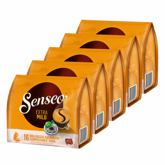 Senseo Kaffeepads Extra Mild, Rund & Aromatisch, Kaffee, 5er Pack, 5 x 16 Pads