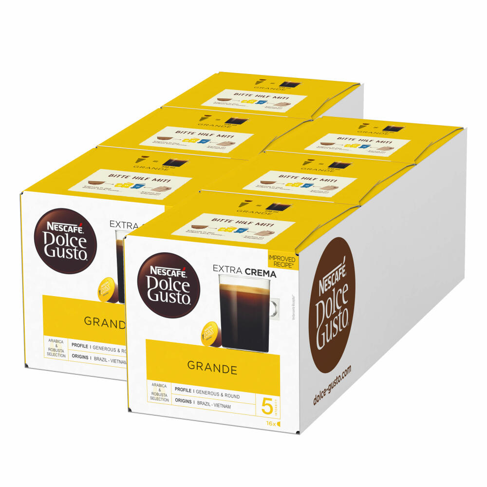 Nescafé Dolce Gusto Grande 6er Set, Kaffee, Kaffeekapsel, 6x16 Kapseln