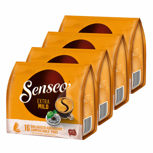 Senseo Kaffeepads Extra Mild, Rund & Aromatisch, Kaffee, 4er Pack, 4 x 16 Pads