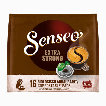 Senseo Kaffeepads Premium Set Extra Kräftig / Extra Strong, 3er Pack, Intensiver und Vollmundiger Geschmack, Kaffee, je 16 Pads, mit Paddose
