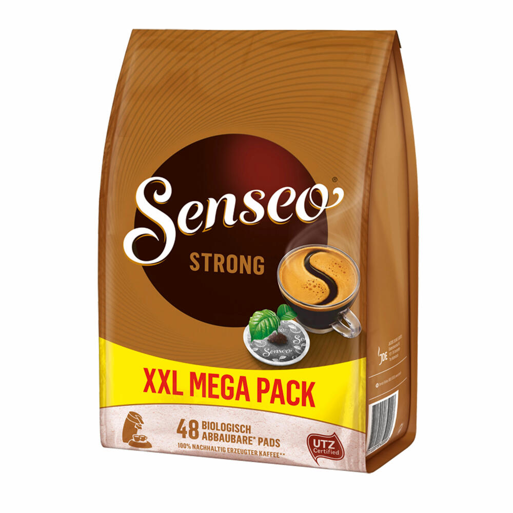 Senseo Kaffeepads Strong / Kräftig, 3er Pack, Kraftvoller Geschmack, Kaffee, 144 Pads, mit Paddose