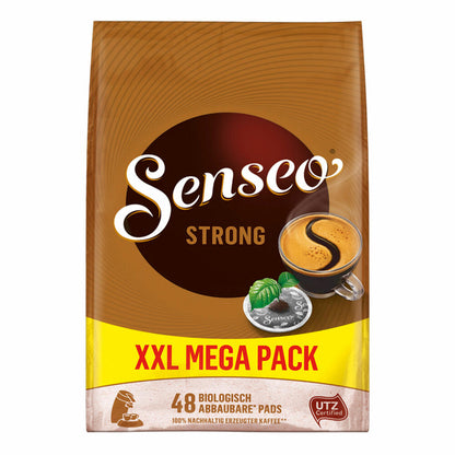 Senseo Kaffeepads Strong / Kräftig, 3er Pack, Kraftvoller Geschmack, Kaffee, 144 Pads, mit Paddose