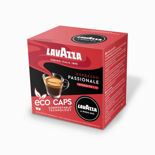 Lavazza A Modo Mio Eco Kaffeekapseln Espresso Passionale, Kaffee Kapsel, Kompostierbar, 16 x 16 Kapseln