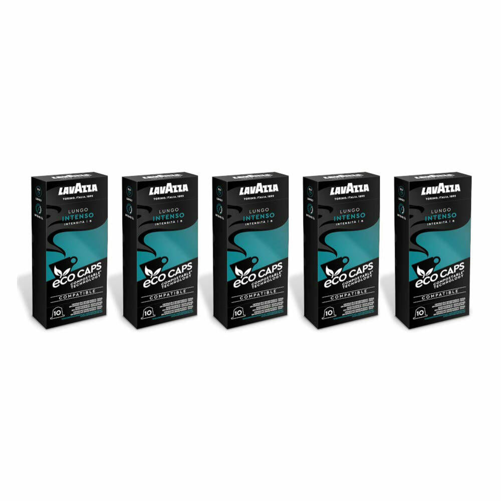 Lavazza Eco Kaffeekapseln Lungo Intenso, Nespresso kompatibel, Kaffee Kapsel, 5 x 10 Kapseln