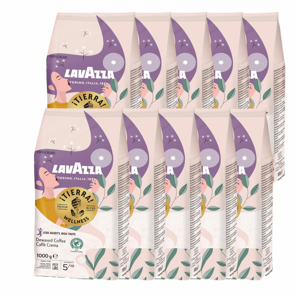 Lavazza Coffee Tierra Wellness, whole beans, bean coffee, set, 10 x 1000 g