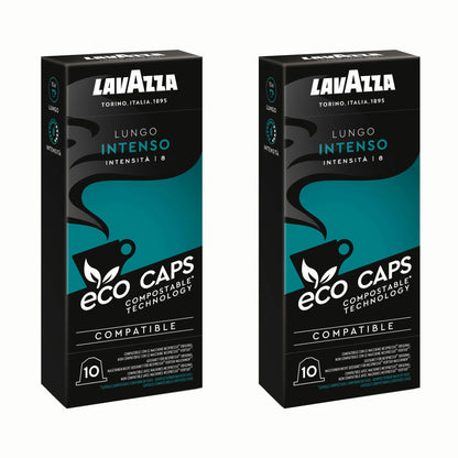 Lavazza Eco Kaffeekapseln Lungo Intenso, Nespresso kompatibel, Kaffee Kapsel, 2 x 10 Kapseln