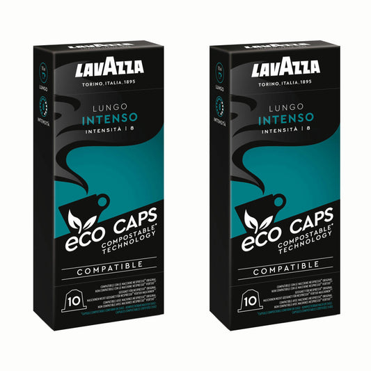 Lavazza Eco Kaffeekapseln Lungo Intenso, Nespresso kompatibel, Kaffee Kapsel, 2 x 10 Kapseln