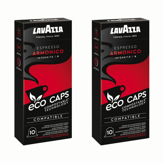 Lavazza Eco Kaffeekapseln Espresso Armonico, Nespresso kompatibel, Kaffee Kapsel, 2 x 10 Kapseln