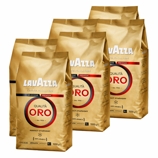 Lavazza Kaffee Qualita Oro, ganze Bohnen, Bohnenkaffee, Set, 6 x 1000 g