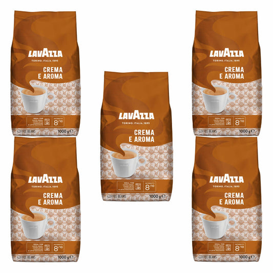 Lavazza Kaffee Crema E Aroma, ganze Bohnen, Bohnenkaffee, Set, 5 x 1000 g