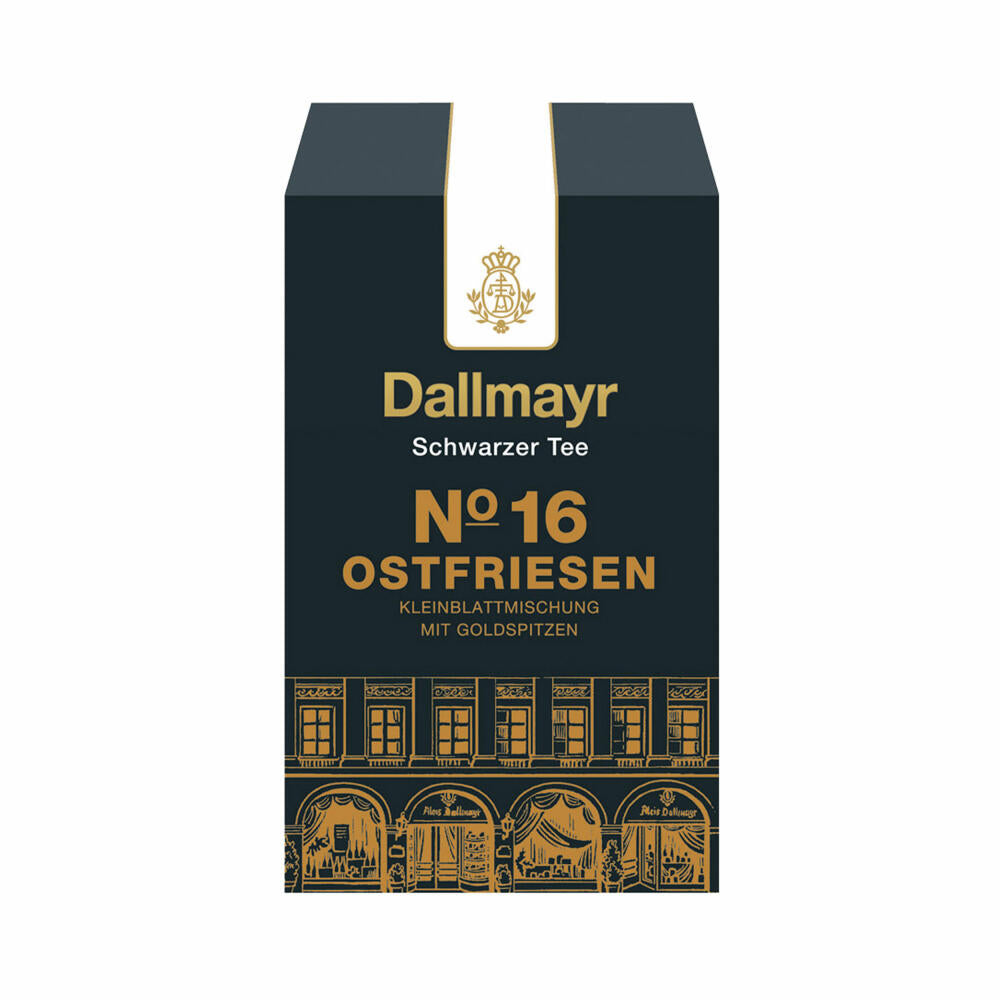 Dallmayr Schwarztee - Nr. 16 Ostfriesen Kleinblattmischung, Assam Tee, Schwarzer Tee, Loser Tee, Ceylon Tee, Würzig / Malzig, 100 g