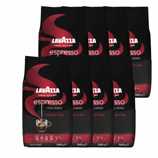 Lavazza Kaffee Espresso Italiano Aromatico, ganze Bohnen, Bohnenkaffee, Set, 8 x 1000 g