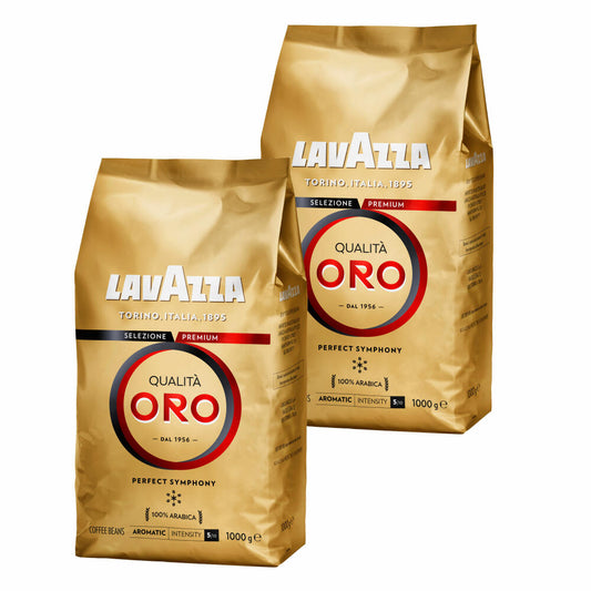 Lavazza Kaffee Qualita Oro, ganze Bohnen, Bohnenkaffee, Set, 2 x 1000 g