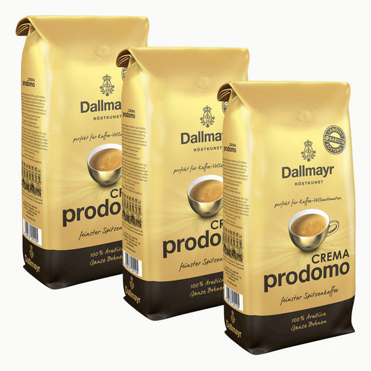Dallmayr Crema Prodomo, Bohnenkaffee, Röstkaffee, Kaffee, ganze Bohnen, Kaffeebohnen, 3 x 1000 g