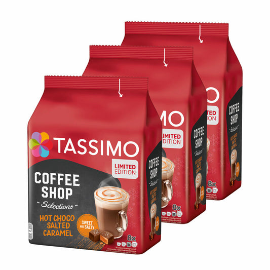 Tassimo Hot Choco Salted Caramel 3er Set, Coffee Shop Selections, Kakaogetränk mit Karamellgeschmack, 3 x 8 T-Discs / Portionen