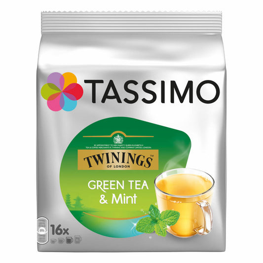 Tassimo Twinings Green Tea with Mint, Natural Mint Flavor, Capsule, 16 T-Discs